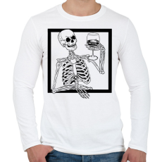 PRINTFASHION Csontváz borral - Férfi hosszú ujjú póló - Fehér