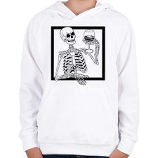 PRINTFASHION Csontváz borral - Gyerek kapucnis pulóver - Fehér gyerek pulóver, kardigán