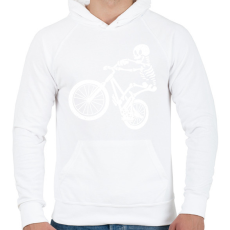 PRINTFASHION Csontváz bringás - Férfi kapucnis pulóver - Fehér