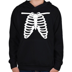PRINTFASHION Csontváz - Gyerek kapucnis pulóver - Fekete