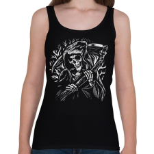 PRINTFASHION Csontváz Halál kaszával sötét alaphoz - Női atléta - Fekete női trikó