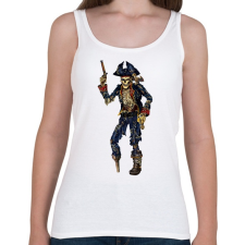 PRINTFASHION Csontváz Kalóz - Női atléta - Fehér női trikó