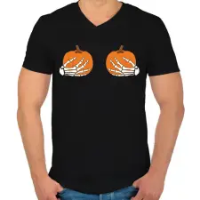 PRINTFASHION Csontváz kezek - Férfi V-nyakú póló - Fekete férfi póló