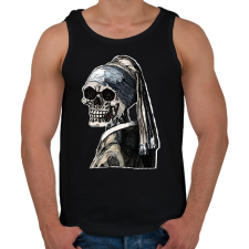 PRINTFASHION (Csontváz) Leány gyöngy fülbevalóval  - Férfi atléta - Fekete atléta, trikó