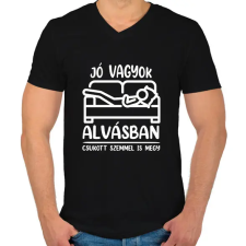 PRINTFASHION Csukott szemmel is megy - Férfi V-nyakú póló - Fekete férfi póló