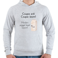 PRINTFASHION csupa erő csupa izom - Férfi kapucnis pulóver - Sport szürke