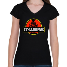PRINTFASHION Cthulhu Park - Női V-nyakú póló - Fekete