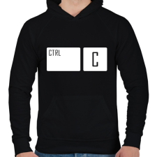 PRINTFASHION Ctrl + C - Férfi kapucnis pulóver - Fekete férfi pulóver, kardigán