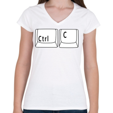 PRINTFASHION Ctrl C - Női V-nyakú póló - Fehér