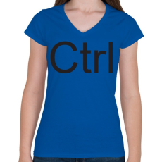 PRINTFASHION CTRL - Női V-nyakú póló - Királykék