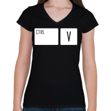PRINTFASHION Ctrl + V - Női V-nyakú póló - Fekete női póló