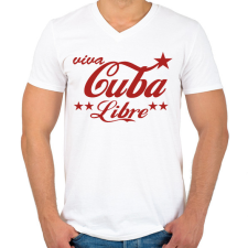 PRINTFASHION Cuba libre - Férfi V-nyakú póló - Fehér férfi póló