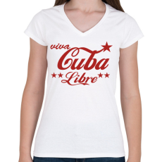 PRINTFASHION Cuba libre - Női V-nyakú póló - Fehér