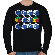 PRINTFASHION Cube id life - Férfi pulóver - Fekete férfi pulóver, kardigán