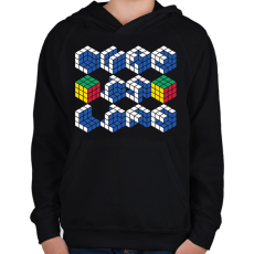 PRINTFASHION Cube id life - Gyerek kapucnis pulóver - Fekete