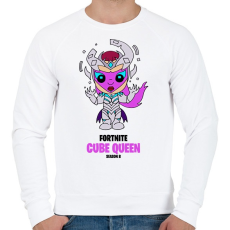 PRINTFASHION Cube Queen - Fortnite Season 8 - Férfi pulóver - Fehér