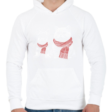 PRINTFASHION Cuki állatok - Férfi kapucnis pulóver - Fehér férfi pulóver, kardigán
