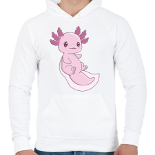 PRINTFASHION Cuki axolotl - Férfi kapucnis pulóver - Fehér férfi pulóver, kardigán
