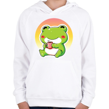 PRINTFASHION Cuki béka - Gyerek kapucnis pulóver - Fehér gyerek pulóver, kardigán