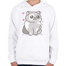 PRINTFASHION Cuki cica - Gyerek kapucnis pulóver - Fehér gyerek pulóver, kardigán