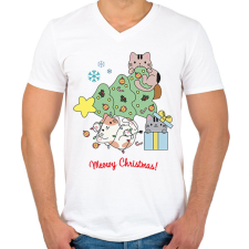 PRINTFASHION cuki cicák karácsony - Férfi V-nyakú póló - Fehér férfi póló