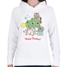 PRINTFASHION cuki cicák karácsony - Női kapucnis pulóver - Fehér