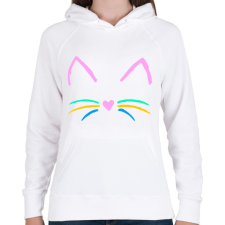 PRINTFASHION Cuki cicus - Női kapucnis pulóver - Fehér női pulóver, kardigán