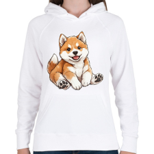 PRINTFASHION Cuki Duci Akita Inu - Női kapucnis pulóver - Fehér női pulóver, kardigán