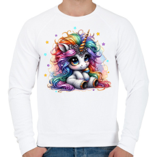 PRINTFASHION Cuki egyszarvú - Férfi pulóver - Fehér