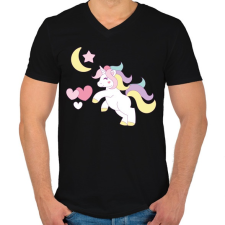 PRINTFASHION Cuki egyszarvú - Férfi V-nyakú póló - Fekete férfi póló