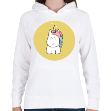 PRINTFASHION Cuki egyszarvú - Női kapucnis pulóver - Fehér női pulóver, kardigán