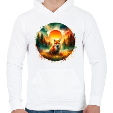 PRINTFASHION Cuki erdei róka - Férfi kapucnis pulóver - Fehér férfi pulóver, kardigán