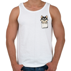 PRINTFASHION Cuki Husky Zsebben - Férfi atléta - Fehér