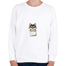 PRINTFASHION Cuki Husky Zsebben - Gyerek pulóver - Fehér