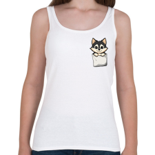 PRINTFASHION Cuki Husky Zsebben - Női atléta - Fehér női trikó