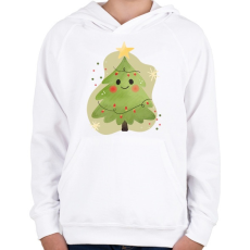 PRINTFASHION Cuki karácsonyfa - Gyerek kapucnis pulóver - Fehér