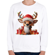 PRINTFASHION Cuki karácsonyi rénszarvas - Gyerek pulóver - Fehér gyerek pulóver, kardigán