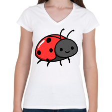 PRINTFASHION Cuki katica - Női V-nyakú póló - Fehér női póló
