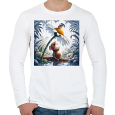 PRINTFASHION Cuki kis egér esőben - Férfi hosszú ujjú póló - Fehér