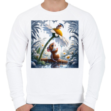 PRINTFASHION Cuki kis egér esőben - Férfi pulóver - Fehér férfi pulóver, kardigán