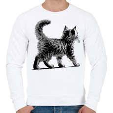 PRINTFASHION Cuki Kiscica / Cica / Macska rajz - Férfi pulóver - Fehér