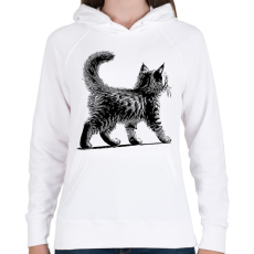 PRINTFASHION Cuki Kiscica / Cica / Macska rajz - Női kapucnis pulóver - Fehér