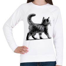 PRINTFASHION Cuki Kiscica / Cica / Macska rajz - Női pulóver - Fehér női pulóver, kardigán