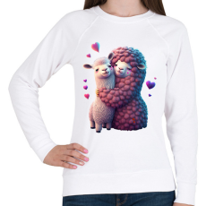 PRINTFASHION Cuki lámás 3D minta - szeretet / szerelem / barát / Valentin nap - Női pulóver - Fehér