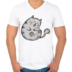 PRINTFASHION Cuki macska - Férfi V-nyakú póló - Fehér