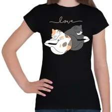 PRINTFASHION Cuki macskák - Női póló - Fekete női póló