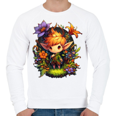 PRINTFASHION Cuki manógyerek  virágokkal - Férfi pulóver - Fehér
