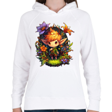 PRINTFASHION Cuki manógyerek  virágokkal - Női kapucnis pulóver - Fehér női pulóver, kardigán