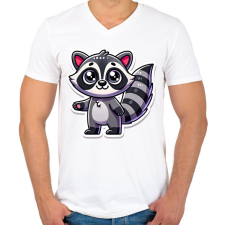 PRINTFASHION Cuki Mosómedve - Férfi V-nyakú póló - Fehér férfi póló