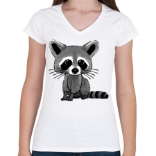 PRINTFASHION Cuki mosómedve - Női V-nyakú póló - Fehér női póló